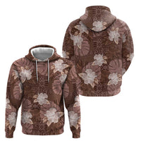 Hawaii Hoodie Brown Polynesian Monstera Patterns - Polynesian Pride