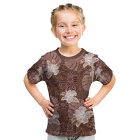 Hawaii Kid T Shirt Brown Polynesian Monstera Patterns - Polynesian Pride
