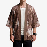 Hawaii Kimono Brown Polynesian Monstera Patterns - Polynesian Pride