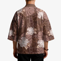 Hawaii Kimono Brown Polynesian Monstera Patterns - Polynesian Pride