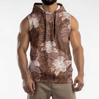Hawaii Sleeveless Hoodie Brown Polynesian Monstera Patterns DT05 - Polynesian Pride