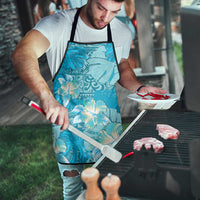 Hawaii Apron Teal Polynesian Monstera Patterns - Polynesian Pride