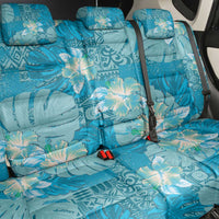 Hawaii Back Car Seat Cover Teal Polynesian Monstera Patterns - Polynesian Pride