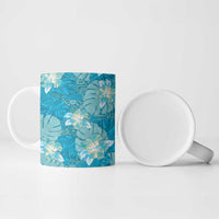 Hawaii Ceramic Mug Teal Polynesian Monstera Patterns - Polynesian Pride