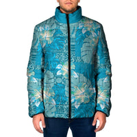 Hawaii Padded Jacket Teal Polynesian Monstera Patterns DT05 Men Teal - Polynesian Pride