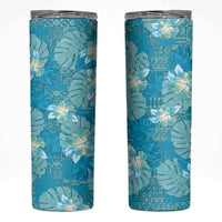 Hawaii Skinny Tumbler Teal Polynesian Monstera Patterns - Polynesian Pride