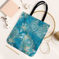Hawaii Tote Bag Teal Polynesian Monstera Patterns DT05 Black Strap One Size Teal - Polynesian Pride