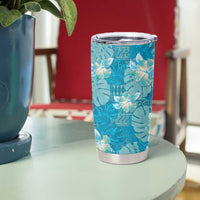 Hawaii Tumbler Cup Teal Polynesian Monstera Patterns - Polynesian Pride