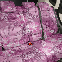 Hawaii Back Car Seat Cover Magenta Polynesian Monstera Patterns - Polynesian Pride
