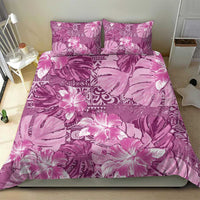 Hawaii Bedding Set Magenta Polynesian Monstera Patterns - Polynesian Pride