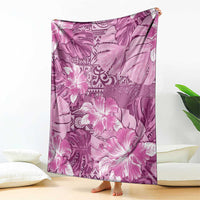 Hawaii Blanket Magenta Polynesian Monstera Patterns - Polynesian Pride