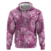 Hawaii Hoodie Magenta Polynesian Monstera Patterns - Polynesian Pride