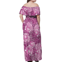 Hawaii Off Shoulder Maxi Dress Magenta Polynesian Monstera Patterns - Polynesian Pride