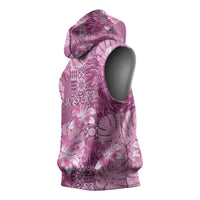 Hawaii Sleeveless Hoodie Magenta Polynesian Monstera Patterns DT05 - Polynesian Pride