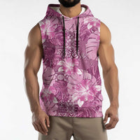 Hawaii Sleeveless Hoodie Magenta Polynesian Monstera Patterns DT05 - Polynesian Pride