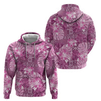 Hawaii Zip Hoodie Magenta Polynesian Monstera Patterns - Polynesian Pride