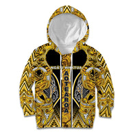 Aotearoa Ngati Whatua Kid Hoodie Maori Tribal Gold Paua Shell Pattern DT05 Hoodie Yellow - Polynesian Pride