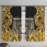 Aotearoa Ngati Whatua Window Curtain Maori Tribal Gold Paua Shell Pattern DT05 With Hooks Yellow - Polynesian Pride