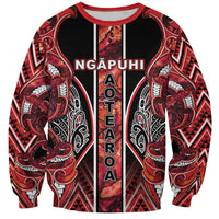 Aotearoa Ngapuhi Sweatshirt Maori Red Tribal Paua Shell Pattern DT05 Unisex Red - Polynesian Pride