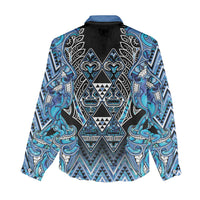 Aotearoa Ngati Porou Women Casual Shirt Maori Light Blue Tribal Paua Shell Pattern DT05 - Polynesian Pride