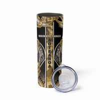 Aotearoa Waikato Tainui Skinny Tumbler Maori Light Gold Tribal Paua Shell Pattern DT05 - Polynesian Pride
