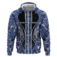 Aotearoa Ngati Kahungunu Zip Hoodie Maori Tribal Blue Paua Shell Pattern DT05 Zip Hoodie Blue - Polynesian Pride