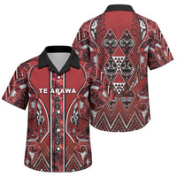 Aotearoa Te Arawa Family Matching Long Sleeve Bodycon Dress and Hawaiian Shirt Maori Tribal Dark Red Paua Shell Pattern DT05 Son's Shirt Red - Polynesian Pride
