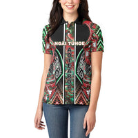 Aotearoa Ngai Tuhoe Women Polo Shirt Maori Tribal Red And Green Paua Shell Pattern DT05 - Polynesian Pride