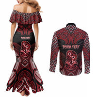 Personalised New Zealand Waitangi Day Couples Matching Mermaid Dress and Long Sleeve Button Shirt Te Tiriti O Waitangi 1840 - Polynesian Pride