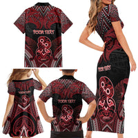 Personalised New Zealand Waitangi Day Family Matching Short Sleeve Bodycon Dress and Hawaiian Shirt Te Tiriti O Waitangi 1840 - Polynesian Pride