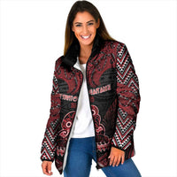 Personalised New Zealand Waitangi Day Padded Jacket Te Tiriti O Waitangi 1840 DT05 Women Black - Polynesian Pride