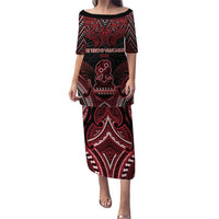 Personalised New Zealand Waitangi Day Puletasi Te Tiriti O Waitangi 1840 DT05 Long Dress Black - Polynesian Pride