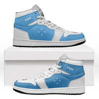 Federated States Of Micronesia High Sneakers AJ1 Coat Of Arms Flag Inspired LT05 Blue - Polynesian Pride