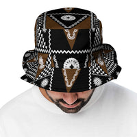 Fiji Brown Masi Pattern Bucket Hat Fijian Tapa LT01 - Polynesian Pride