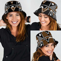 Fiji Brown Masi Pattern Bucket Hat Fijian Tapa LT01 - Polynesian Pride