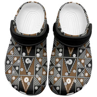 Fiji Brown Masi Pattern Clogs Shoes Fijian Tapa LT01 Brown - Polynesian Pride