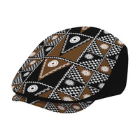 Fiji Brown Masi Pattern Jeff Hat Fijian Tapa LT01 - Polynesian Pride