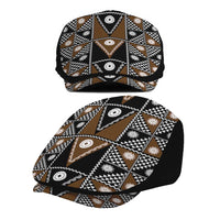 Fiji Brown Masi Pattern Jeff Hat Fijian Tapa LT01 - Polynesian Pride