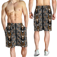 Fiji Brown Masi Pattern Shorts for Men Fijian Tapa LT01 - Polynesian Pride