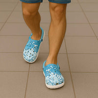 Fiji Clogs Shoes Fijian Tapa Pattern Blue - Polynesian Pride