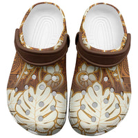Fiji Clogs Shoes Fijian Tapa Pattern Brown - Polynesian Pride