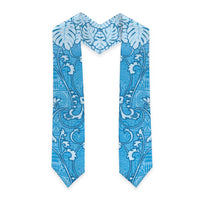 Fiji Graduation Stole Fijian Tapa Pattern Blue LT05 - Polynesian Pride