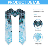 Fiji Graduation Stole Masi Tapa Pattern Blue LT05 - Polynesian Pride