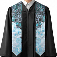 Fiji Graduation Stole Masi Tapa Pattern Blue LT05 - Polynesian Pride