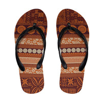 Fiji Marau na Kerisimasi Flip Flops Gold Tapa Masi Inspired Christmas - Polynesian Pride