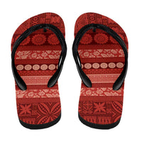 Fiji Marau na Kerisimasi Flip Flops Red Tapa Masi Inspired Christmas - Polynesian Pride