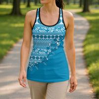 Fiji Marau na Kerisimasi Hollow Tank Top Aqua Tagimoucia Tapa Masi Tribal - Polynesian Pride