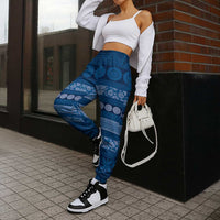Fiji Marau na Kerisimasi Jogger Pants Blue Tapa Masi Inspired Christmas LT9 - Polynesian Pride