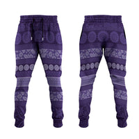 Fiji Marau na Kerisimasi Jogger Pants Purple Tapa Masi Inspired Christmas LT9 Purple - Polynesian Pride