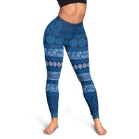 Fiji Marau na Kerisimasi Leggings Blue Tapa Masi Inspired Christmas LT9 - Polynesian Pride